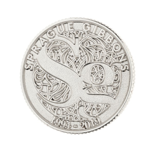 A silver-plated custom coin with
