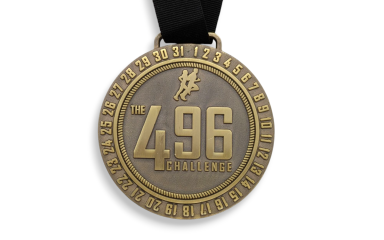 A chunky running medal made from a bronze-looking antique effect die-struck metal.