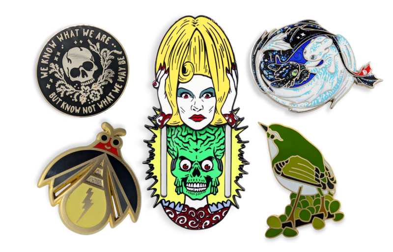 A seclection of fantastic and creative pin badges we had made in our China factories.