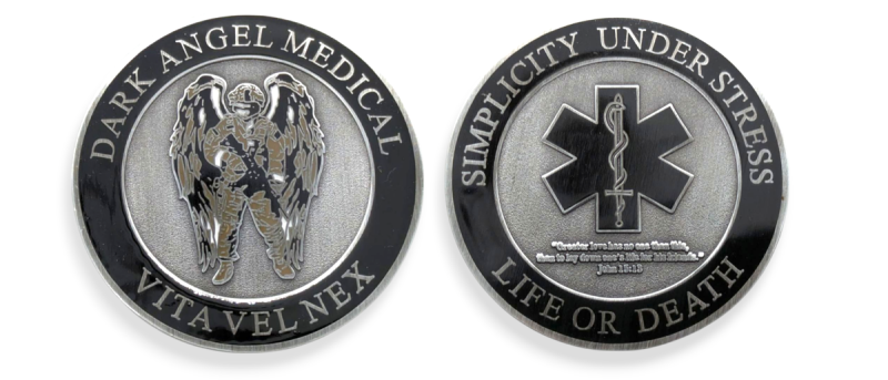 A double-sided custom coin for a military medical group called 